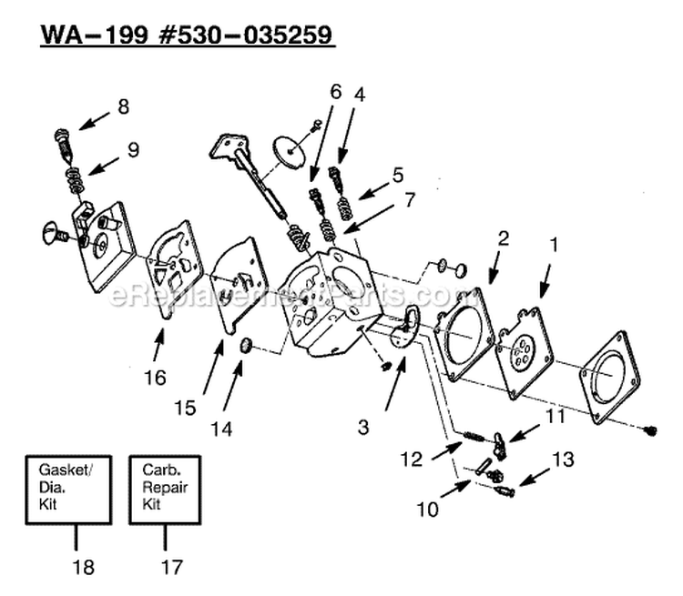 Page A Diagram and Parts List for XT50T  Weed Eater Trimmer